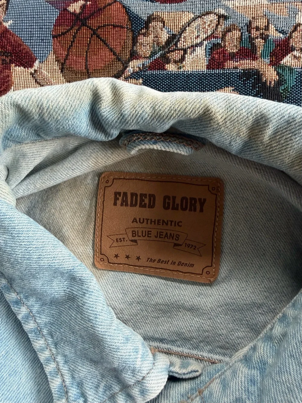 Vintage 90s Men’s Faded Glory Blue Denim Trucker Jacket